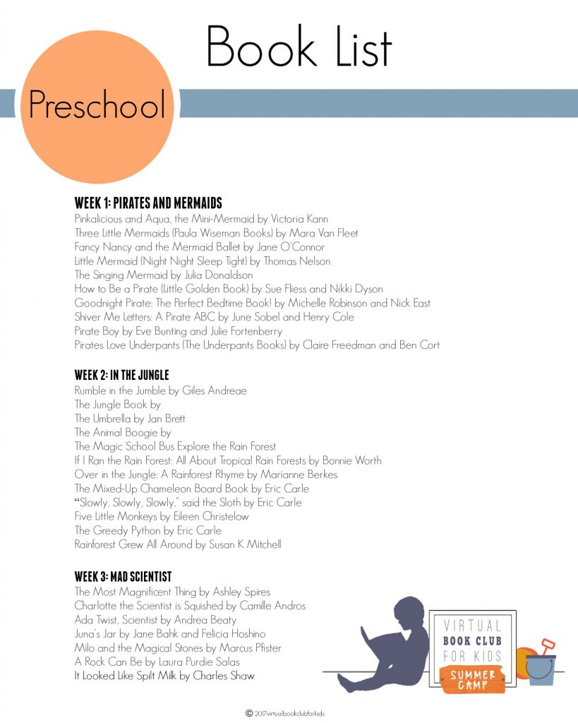 VBC Book List for Preschool for Summer Camp 2017