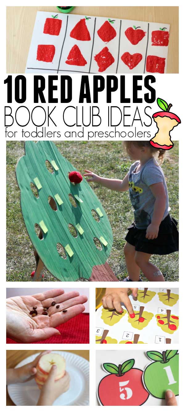 Apple themed book based activities and learning ideal for toddlers and preschoolers.