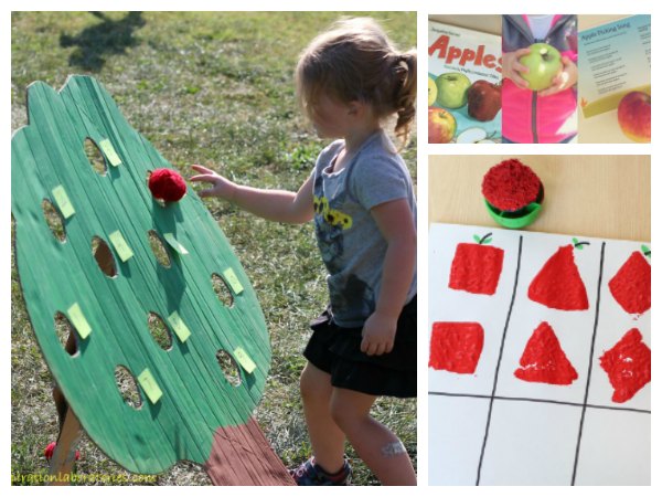 Apple themed book based activities and learning ideal for toddlers and preschoolers.