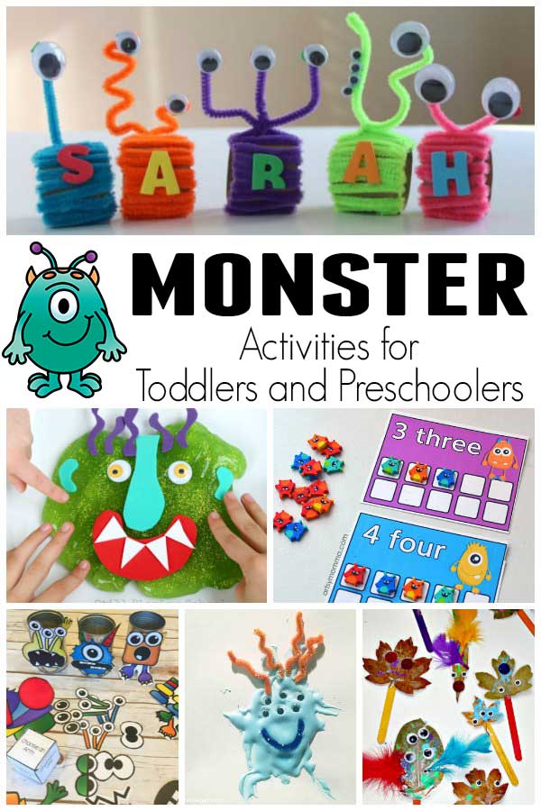 Monster-themed fun and learning based on the book Go Away Big Green Monster by Ed Emberley for toddlers and preschoolers.