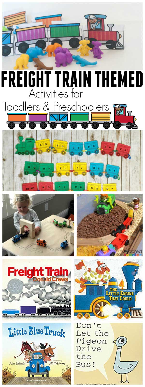 Transportation themed activities and crafts for toddlers and preschoolers based on the classic children's book Freight Train by Donald Crews.