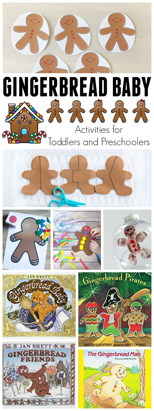 Fantastic Selection of Gingerbread activities based on the beautifully illustrated Gingerbread Baby by Jan Brett for Toddlers and Preschoolers.