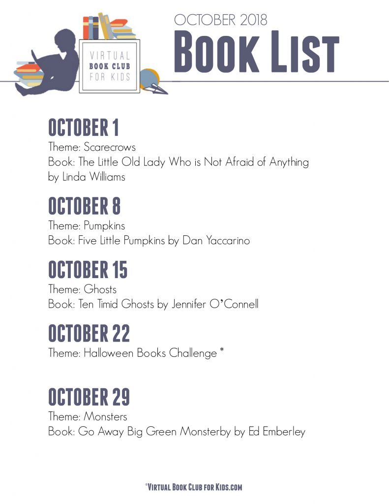 Theme and book list for the Virtual Book Club for Kids for the Month of October