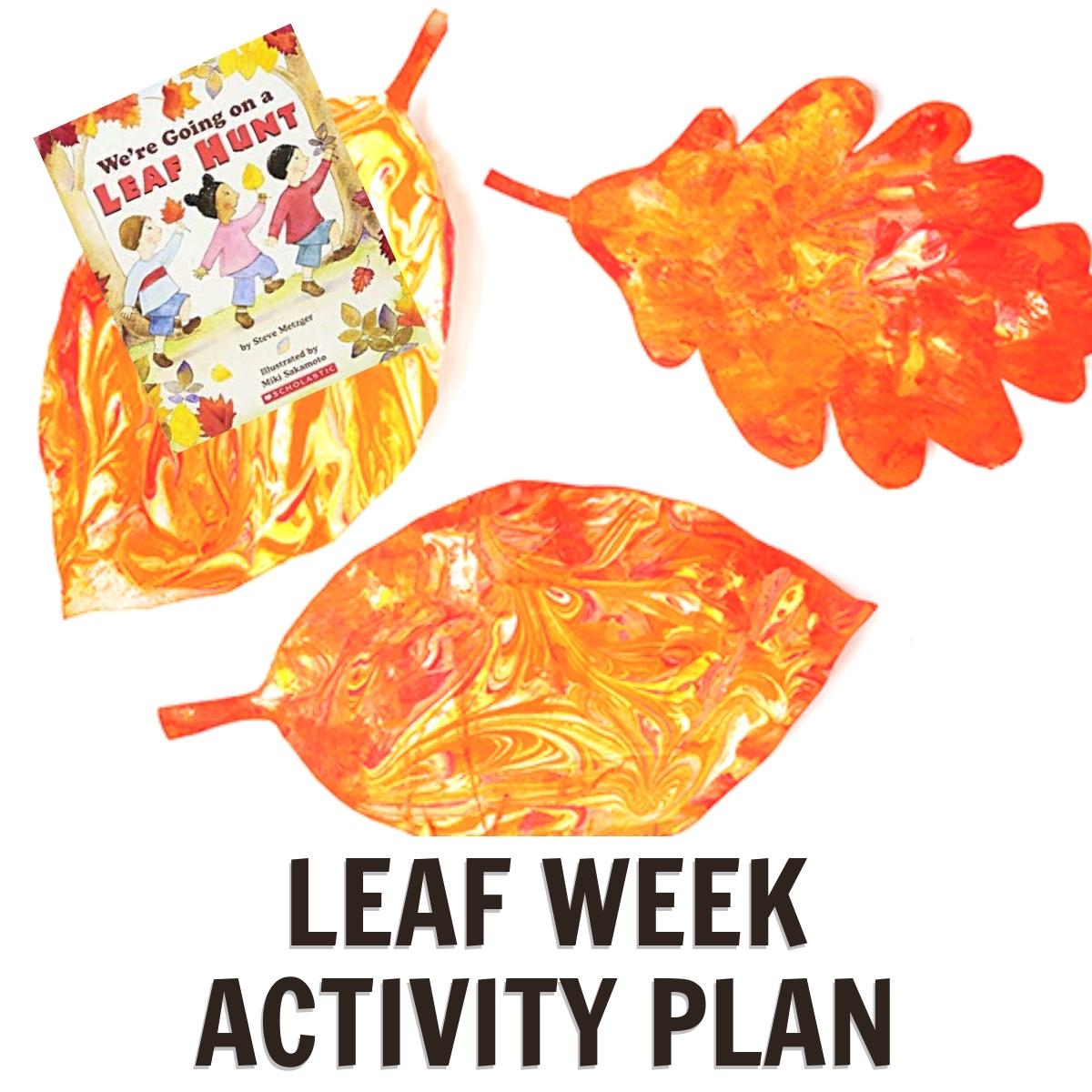 marbled leaves a fun activity as part of the leaf week for preschoolers on virtual book club for kids