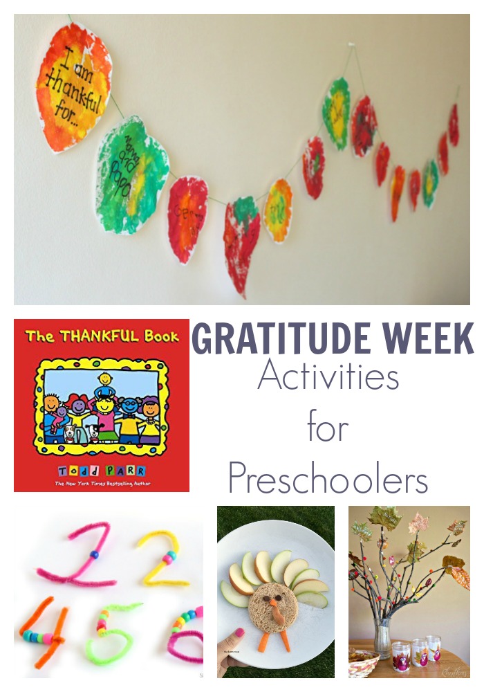 A week of gratitude themed activities for preschoolers inspired by the book The Thankful Book by Todd Parr