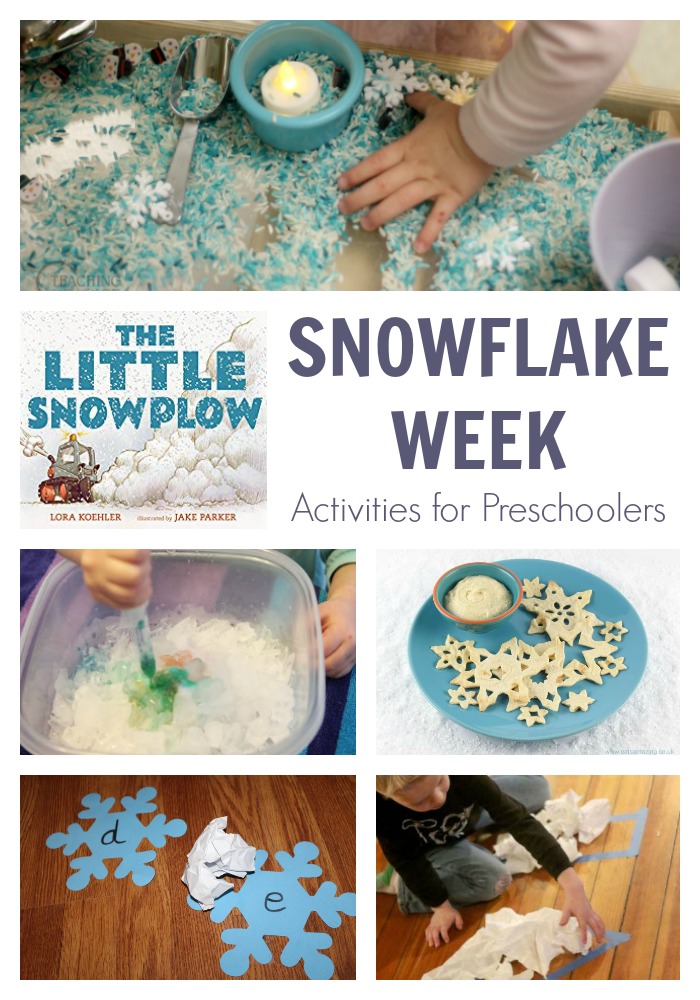 snowflake themed activities for preschoolers featuring the little snowplow