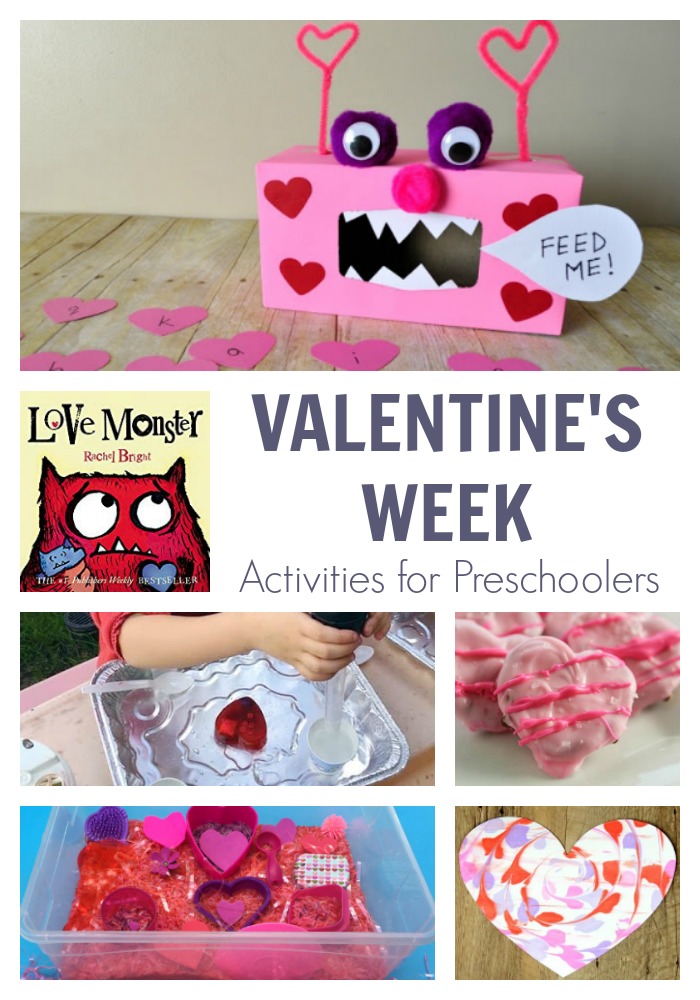 Valentines week activities for preschoolers featuring Love Monster by Rachel Brights