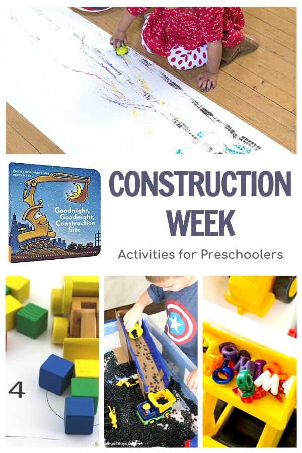 construction week activities for preschoolers featuring Goodnight Goodnight Construction Site