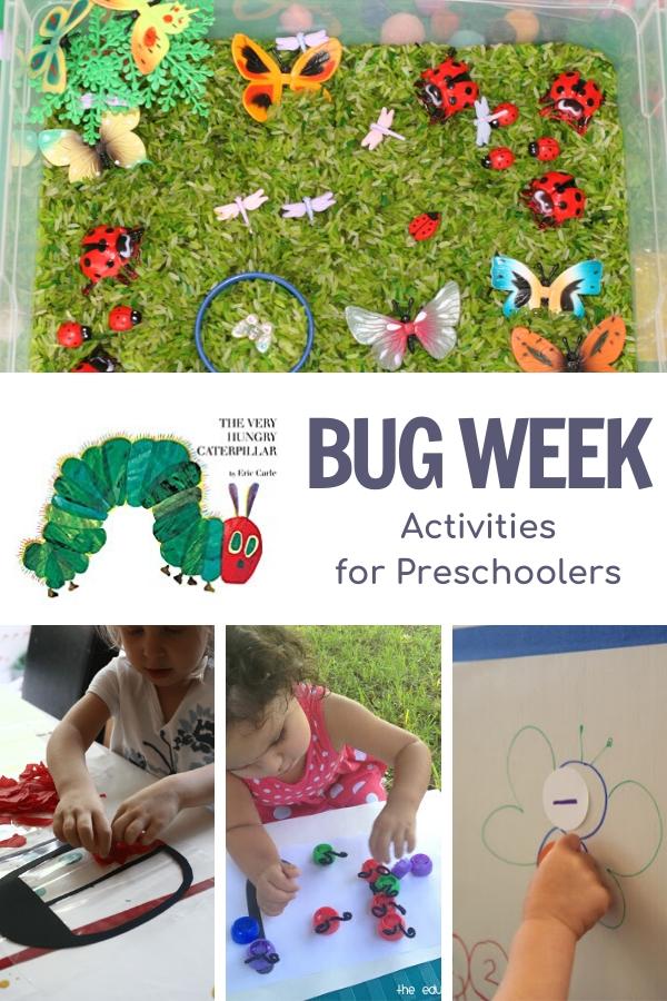 bug week activity plan for preschoolers showing activities