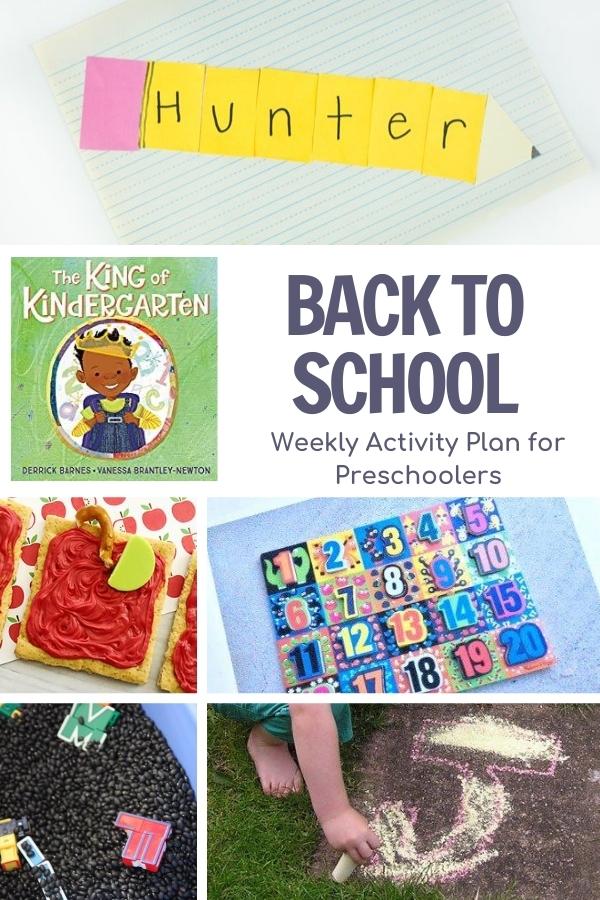 collage of low prep back to school activities and craft for preschoolers