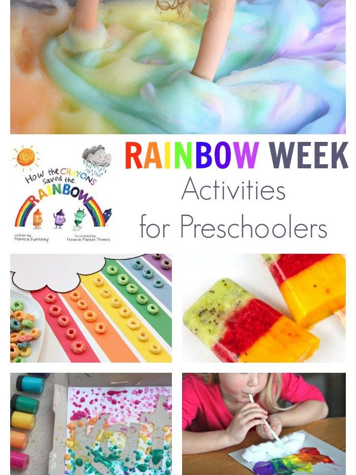 A fun week plan of activities for preschoolers on the theme of Rainbows ideal for spring or St Patrick's Day. Featuring How the Crayons Saved the Rainbow and 5 easy, simple activities to play, learn and create whilst having fun.