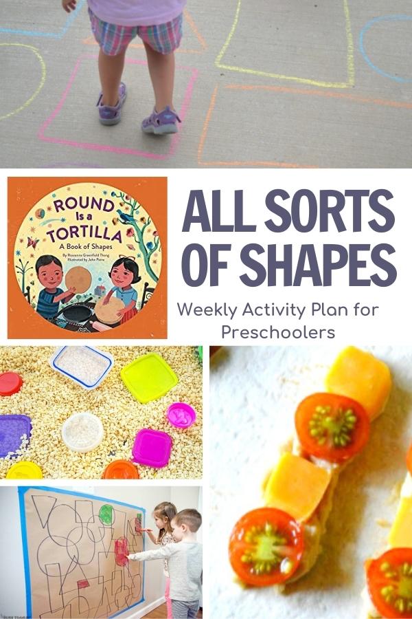 all sorts of shapes weekly plan for preschool from the virtual book club for kids featuring round is a tortilla