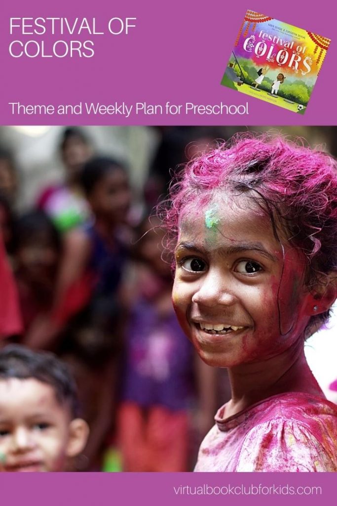 Festival of Colors Theme with a Hindu child in India covered in Colorful paint from the Holi festival