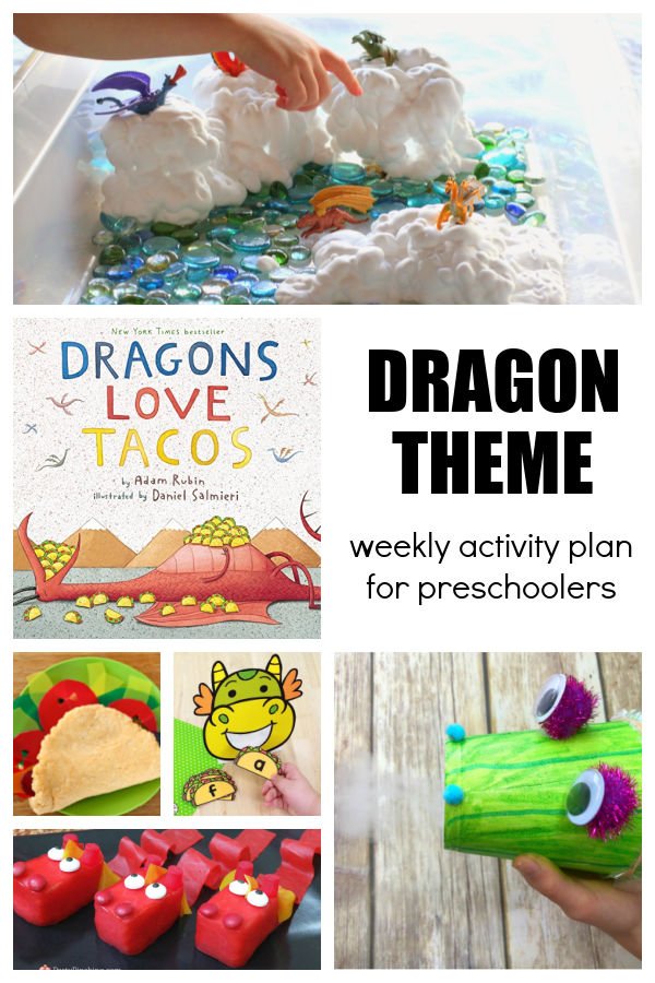 Dragon Themed Activity Plan for Preschoolers featuring Dragons Love Tacos