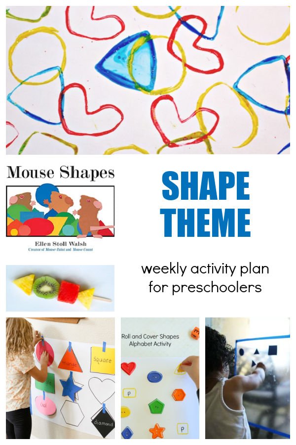Shape Theme Weekly Activity Plan for Preschoolers and Toddlers featuring the book Mouse Shapes by Ellen Stoll Walsh
