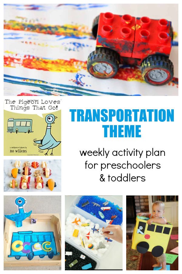 Transportation Weekly Planner for Preschoolers and Toddlers featuring the book Pigeon Loves Things That Go! by Mo Willems
