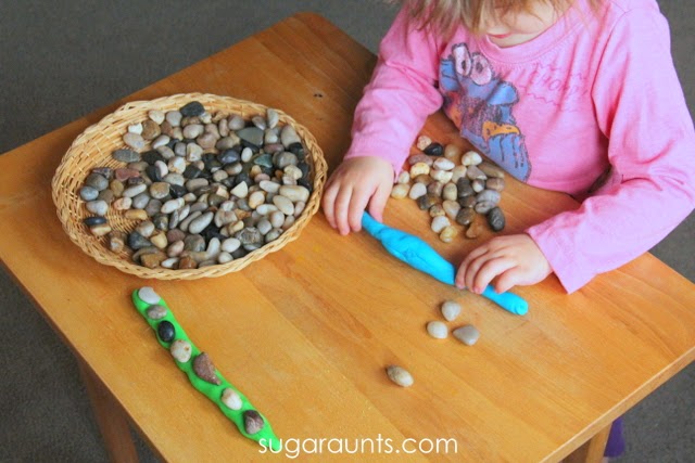Playdough Snake using rocks for design for Snake Week