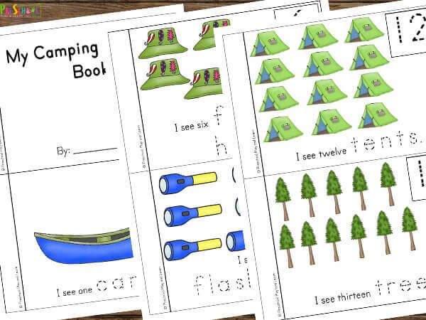 Image for FREE Camping Counting Worksheets Activity for Preschoolers